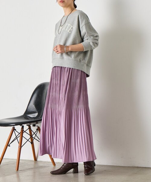 Jena espace merveilleux(ジェナ エスパスメルヴェイユ)の「【動きで魅せる】ランダムプリーツスカート(スカート・レディース・パープル/ライトグレー/ブラック・FREE)」の22枚目の写真