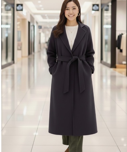 Lana821(ラナハニー)の「ローブデザイン ロングコート(その他アウター・レディース・チャコールグレー/グレー系その他/ブラック・FREE)」の4枚目の写真