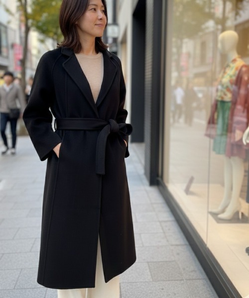 Lana821(ラナハニー)の「ローブデザイン ロングコート(その他アウター・レディース・チャコールグレー/グレー系その他/ブラック・FREE)」の9枚目の写真