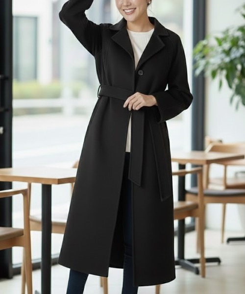 Lana821(ラナハニー)の「ローブデザイン ロングコート(その他アウター・レディース・チャコールグレー/グレー系その他/ブラック・FREE)」の8枚目の写真