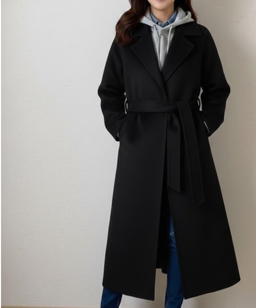 Lana821(ラナハニー)の「ローブデザイン ロングコート(その他アウター・レディース・チャコールグレー/グレー系その他/ブラック・FREE)」の6枚目の写真