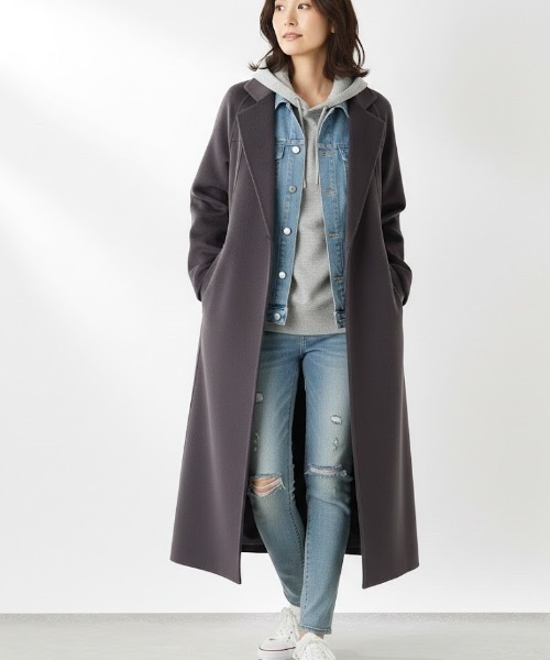 Lana821(ラナハニー)の「ローブデザイン ロングコート(その他アウター・レディース・チャコールグレー/グレー系その他/ブラック・FREE)」の21枚目の写真