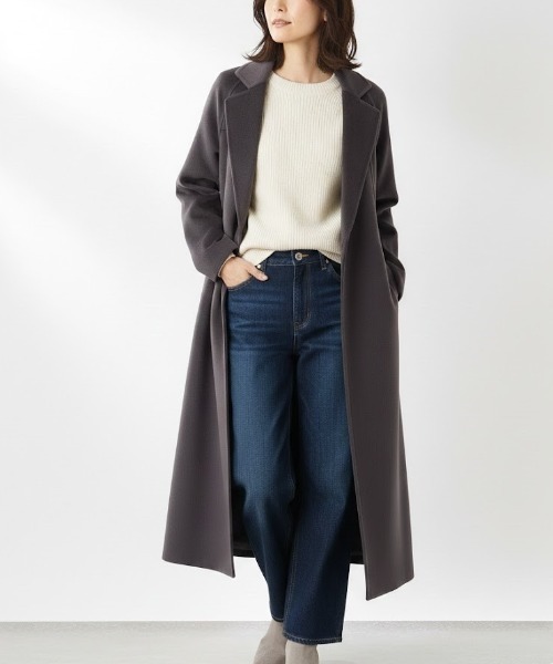Lana821(ラナハニー)の「ローブデザイン ロングコート(その他アウター・レディース・チャコールグレー/グレー系その他/ブラック・FREE)」の10枚目の写真