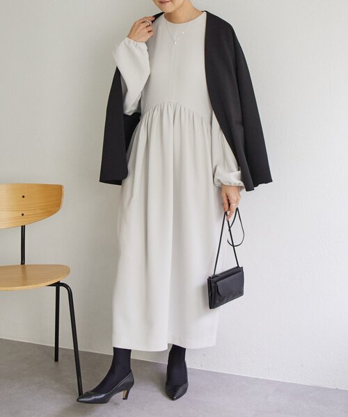 LIVETART（リヴェタート）の「《LIVETART》ギャザーコクーンワンピース（ワンピース・レディース・ベージュ・FREE）」の18枚目の写真