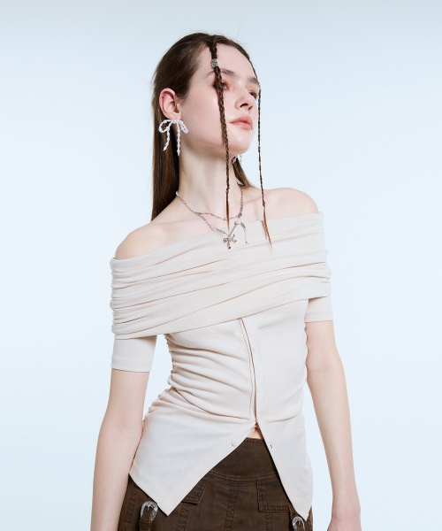LARTIGENT(ラーティゼン)の「L11 SHIRRING HALF TOP(CREAM)(その他トップス・レディース・その他・FREE)」の1枚目の写真