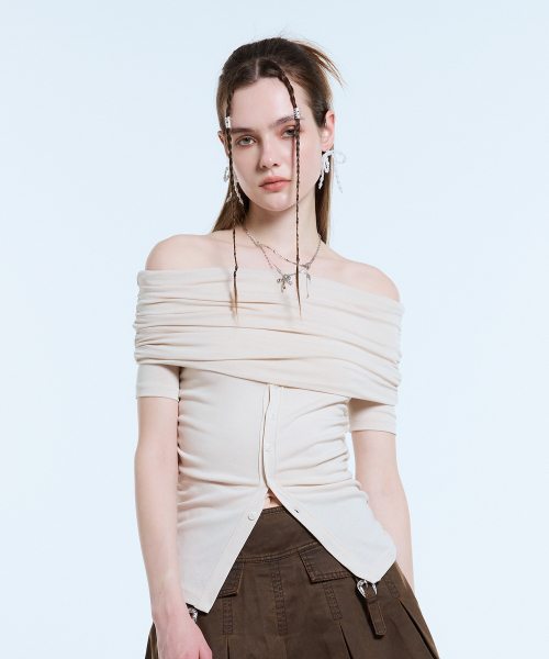 LARTIGENT(ラーティゼン)の「L11 SHIRRING HALF TOP(CREAM)(その他トップス・レディース・その他・FREE)」の2枚目の写真