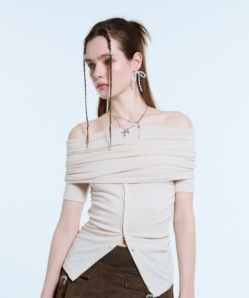 LARTIGENT(ラーティゼン)の「L11 SHIRRING HALF TOP(CREAM)(その他トップス・レディース・その他・FREE)」の3枚目の写真