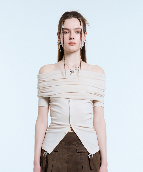 LARTIGENT(ラーティゼン)の「L11 SHIRRING HALF TOP(CREAM)(その他トップス・レディース・その他・FREE)」の5枚目の写真