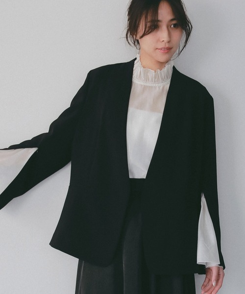 AJUGA.（アジュガ）の「2WAYスリーブ イージーノーカラージャケット【セレモニー/オケージョン】（ノーカラージャケット・レディース・ブラック/ネイビー・M/S）」の20枚目の写真