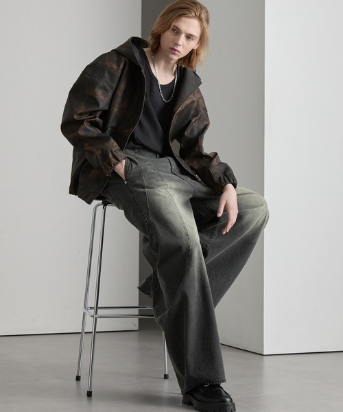 cussil（クシル）の「【cussil/クシル】【12oz】スパイラルシームカーブデニムパンツ（デニムパンツ・メンズ・ブラウン/グレー・L/M/S）」の3枚目の写真