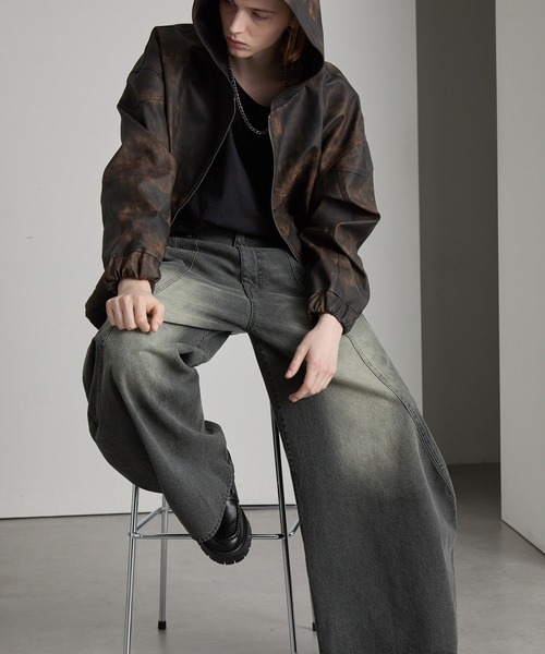 cussil（クシル）の「【cussil/クシル】【12oz】スパイラルシームカーブデニムパンツ（デニムパンツ・メンズ・ブラウン/グレー・L/M/S）」の5枚目の写真