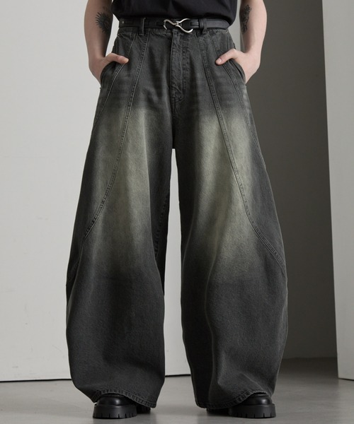 cussil（クシル）の「【cussil/クシル】【12oz】スパイラルシームカーブデニムパンツ（デニムパンツ・メンズ・ブラウン/グレー・L/M/S）」の6枚目の写真