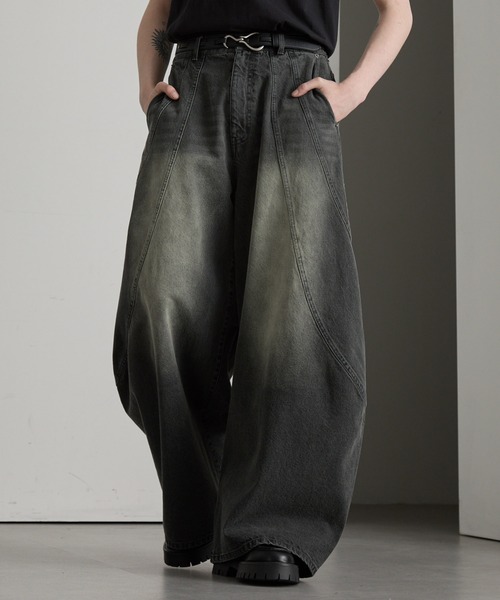 cussil（クシル）の「【cussil/クシル】【12oz】スパイラルシームカーブデニムパンツ（デニムパンツ・メンズ・ブラウン/グレー・L/M/S）」の9枚目の写真