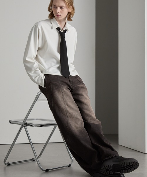 cussil（クシル）の「【cussil/クシル】【12oz】スパイラルシームカーブデニムパンツ（デニムパンツ・メンズ・ブラウン/グレー・L/M/S）」の17枚目の写真