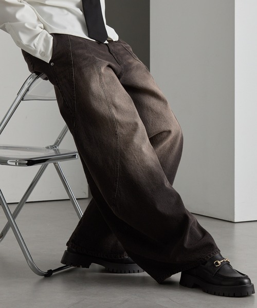 cussil（クシル）の「【cussil/クシル】【12oz】スパイラルシームカーブデニムパンツ（デニムパンツ・メンズ・ブラウン/グレー・L/M/S）」の18枚目の写真