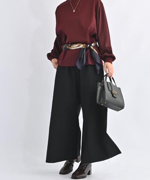 aunt lily(アントリリー)の「パネル切り替えスカート風パンツ ウエストゴム コットン 美シルエット(その他パンツ・レディース・ブラック/ダークグリーン・M/LL/S/L/3L)」の3枚目の写真