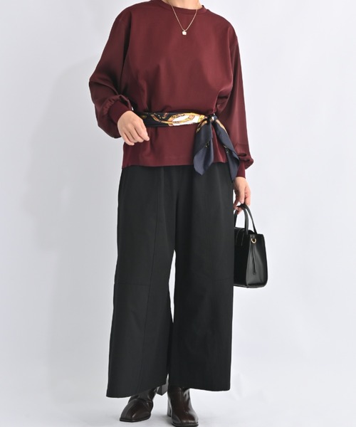 aunt lily(アントリリー)の「パネル切り替えスカート風パンツ ウエストゴム コットン 美シルエット(その他パンツ・レディース・ブラック/ダークグリーン・M/LL/S/L/3L)」の4枚目の写真