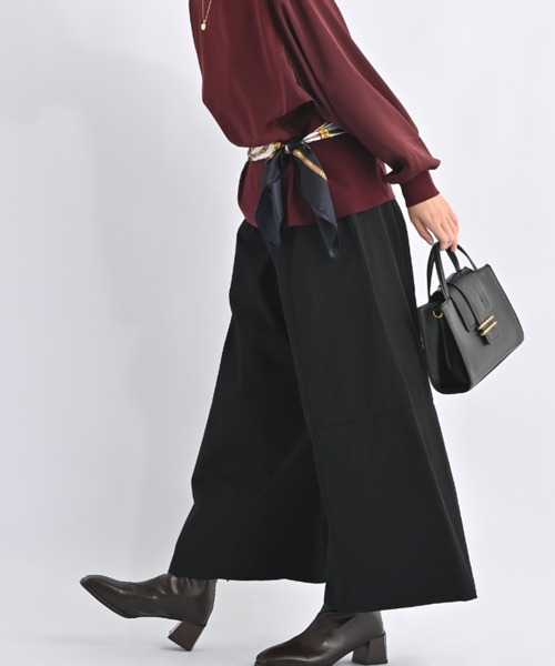 aunt lily(アントリリー)の「パネル切り替えスカート風パンツ ウエストゴム コットン 美シルエット(その他パンツ・レディース・ブラック/ダークグリーン・M/LL/S/L/3L)」の5枚目の写真