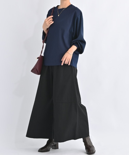 aunt lily(アントリリー)の「パネル切り替えスカート風パンツ ウエストゴム コットン 美シルエット(その他パンツ・レディース・ブラック/ダークグリーン・M/LL/S/L/3L)」の8枚目の写真