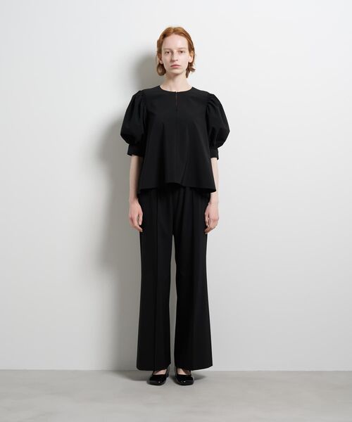 LANVIN en Bleu（ランバンオンブルー）の「ポリエステルツイルギャザースリー ブブラウス（シャツ/ブラウス・レディース・ブラック/オフホワイト/ネイビー・38）」の4枚目の写真