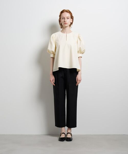 LANVIN en Bleu（ランバンオンブルー）の「ポリエステルツイルギャザースリー ブブラウス（シャツ/ブラウス・レディース・ブラック/オフホワイト/ネイビー・38）」の12枚目の写真