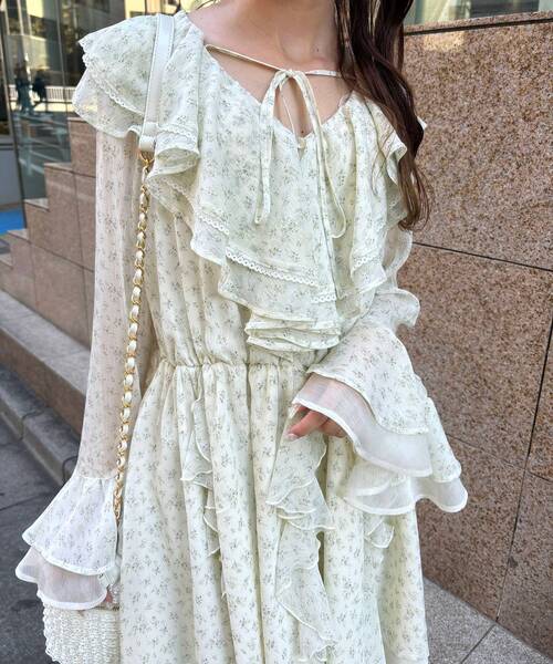 MAJESTIC LEGON(マジェスティックレゴン)の「エアリーラッフルフリルミニワンピース(ワンピース・レディース・ブラック/アイボリー/ホワイト系その他2・MEDIUM)」の19枚目の写真