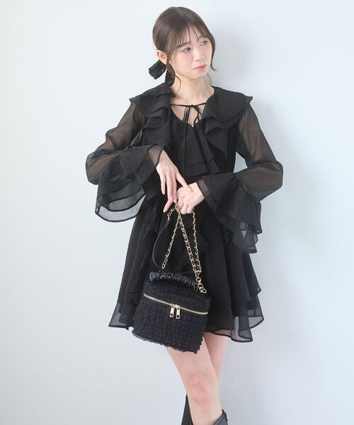 MAJESTIC LEGON(マジェスティックレゴン)の「エアリーラッフルフリルミニワンピース(ワンピース・レディース・ブラック/アイボリー/ホワイト系その他2・MEDIUM)」の21枚目の写真