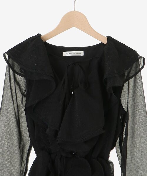 MAJESTIC LEGON(マジェスティックレゴン)の「エアリーラッフルフリルミニワンピース(ワンピース・レディース・ブラック/アイボリー/ホワイト系その他2・MEDIUM)」の5枚目の写真