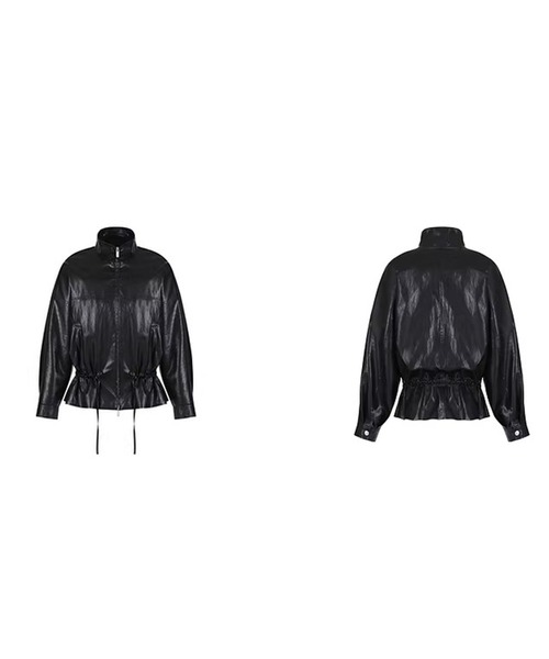 Fano Studios（ファノ ストゥディオズ）の「ダブルジッパー ドローコード フェイクレザージャケット FC26W010【Fano Studios】【2026SS】（ライダースジャケット・レディース・ブラック・S/M/L）」の12枚目の写真