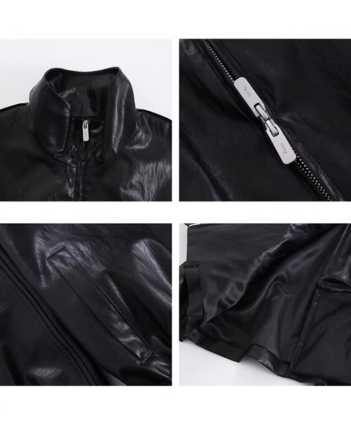 Fano Studios（ファノ ストゥディオズ）の「ダブルジッパー ドローコード フェイクレザージャケット FC26W010【Fano Studios】【2026SS】（ライダースジャケット・レディース・ブラック・S/M/L）」の13枚目の写真