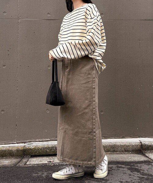 fredy emue（フレディエミュ）の「ニットソーボーダーBIGプルオーバー（Tシャツ/カットソー・レディース・ホワイト系その他/ブラック系その他・38）」の4枚目の写真