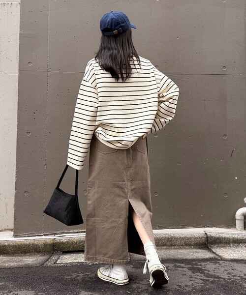 fredy emue（フレディエミュ）の「ニットソーボーダーBIGプルオーバー（Tシャツ/カットソー・レディース・ホワイト系その他/ブラック系その他・38）」の6枚目の写真