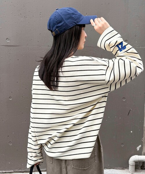 fredy emue（フレディエミュ）の「ニットソーボーダーBIGプルオーバー（Tシャツ/カットソー・レディース・ホワイト系その他/ブラック系その他・38）」の10枚目の写真