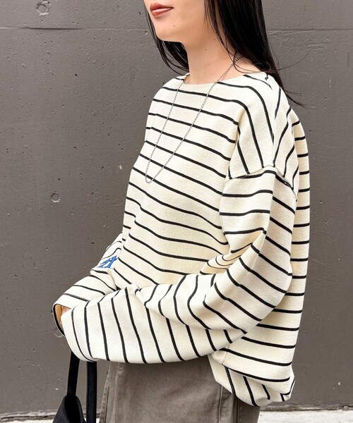 fredy emue（フレディエミュ）の「ニットソーボーダーBIGプルオーバー（Tシャツ/カットソー・レディース・ホワイト系その他/ブラック系その他・38）」の11枚目の写真