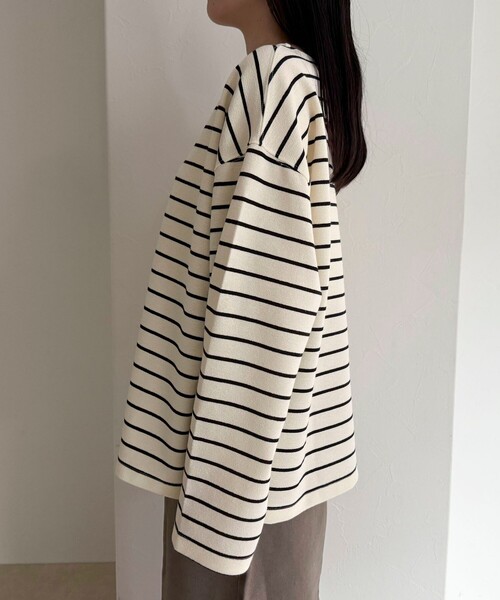 fredy emue（フレディエミュ）の「ニットソーボーダーBIGプルオーバー（Tシャツ/カットソー・レディース・ホワイト系その他/ブラック系その他・38）」の14枚目の写真