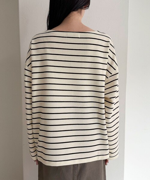 fredy emue（フレディエミュ）の「ニットソーボーダーBIGプルオーバー（Tシャツ/カットソー・レディース・ホワイト系その他/ブラック系その他・38）」の15枚目の写真