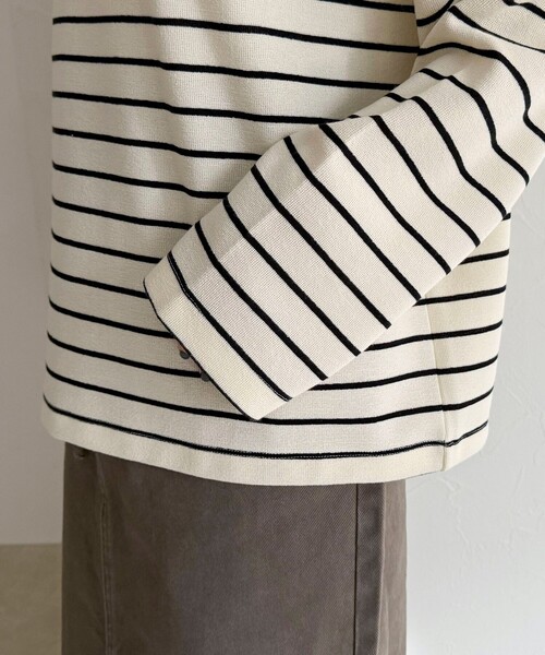 fredy emue（フレディエミュ）の「ニットソーボーダーBIGプルオーバー（Tシャツ/カットソー・レディース・ホワイト系その他/ブラック系その他・38）」の17枚目の写真