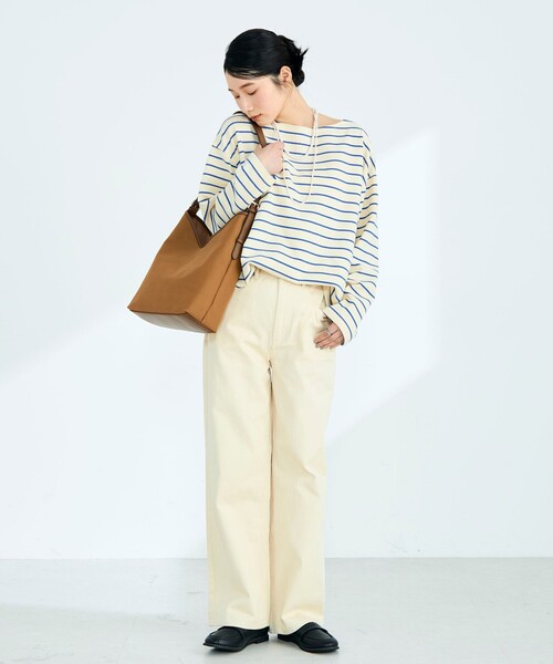 fredy emue（フレディエミュ）の「ニットソーボーダーBIGプルオーバー（Tシャツ/カットソー・レディース・ホワイト系その他/ブラック系その他・38）」の19枚目の写真