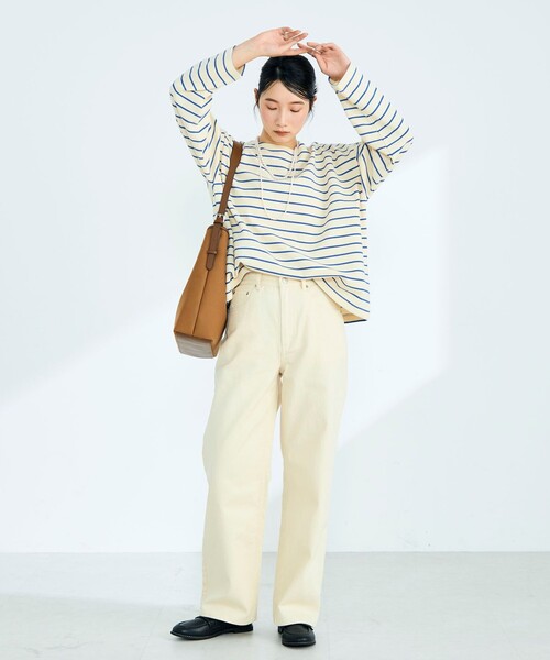 fredy emue（フレディエミュ）の「ニットソーボーダーBIGプルオーバー（Tシャツ/カットソー・レディース・ホワイト系その他/ブラック系その他・38）」の22枚目の写真