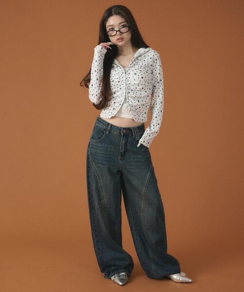 dispark（ディスパーク）の「DISPARK/【26年春新作】スターシャーリングジップパーカー（パーカー・レディース・ホワイト/チャコールグレー・FREE）」の5枚目の写真