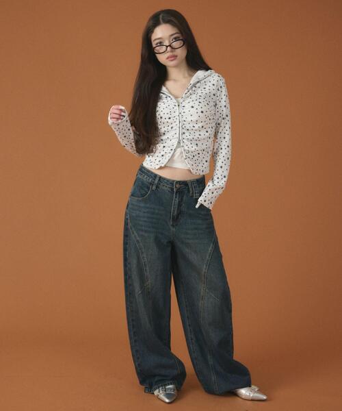 dispark（ディスパーク）の「DISPARK/【26年春新作】スターシャーリングジップパーカー（パーカー・レディース・ホワイト/チャコールグレー・FREE）」の9枚目の写真