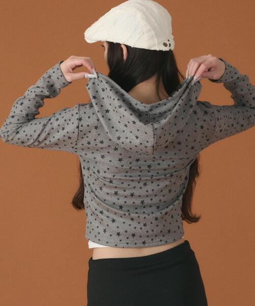 dispark（ディスパーク）の「DISPARK/【26年春新作】スターシャーリングジップパーカー（パーカー・レディース・ホワイト/チャコールグレー・FREE）」の10枚目の写真