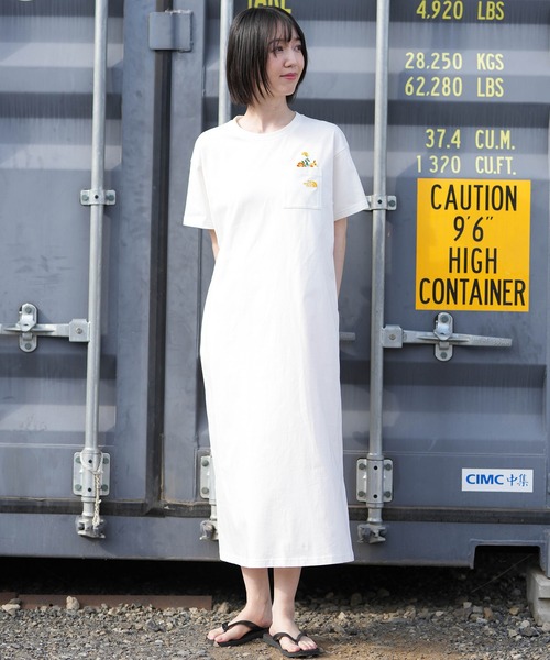 THE NORTH FACE(ザノースフェイス)の「THE NORTH FACE/ザ・ノース・フェイス ワンピース S/S FD Flower Logo Onepiece Crew NTW32632(ワンピース・レディース・スモークグレー/オフホワイト/ブラック・L/M/S/XL)」の6枚目の写真