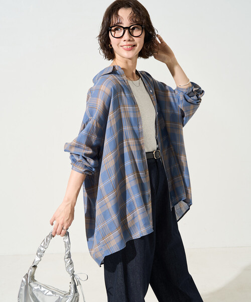 FREAK'S STORE(フリークスストア)の「限定展開 ビッグシルエット チェック ボリュームシャツ(シャツ/ブラウス・レディース・ブルー/ブラック/ピンク/ベージュ/ネイビー・フリ-)」の1枚目の写真