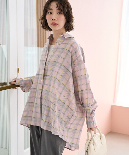 FREAK'S STORE(フリークスストア)の「限定展開 ビッグシルエット チェック ボリュームシャツ(シャツ/ブラウス・レディース・ブルー/ブラック/ピンク/ベージュ/ネイビー・フリ-)」の12枚目の写真