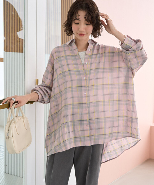 FREAK'S STORE(フリークスストア)の「限定展開 ビッグシルエット チェック ボリュームシャツ(シャツ/ブラウス・レディース・ブルー/ブラック/ピンク/ベージュ/ネイビー・フリ-)」の18枚目の写真