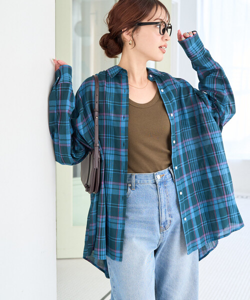 FREAK'S STORE(フリークスストア)の「限定展開 ビッグシルエット チェック ボリュームシャツ(シャツ/ブラウス・レディース・ブルー/ブラック/ピンク/ベージュ/ネイビー・フリ-)」の13枚目の写真