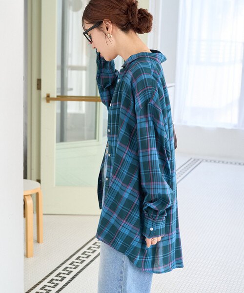 FREAK'S STORE(フリークスストア)の「限定展開 ビッグシルエット チェック ボリュームシャツ(シャツ/ブラウス・レディース・ブルー/ブラック/ピンク/ベージュ/ネイビー・フリ-)」の19枚目の写真
