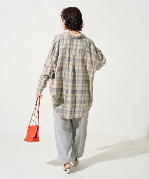 FREAK'S STORE(フリークスストア)の「限定展開 ビッグシルエット チェック ボリュームシャツ(シャツ/ブラウス・レディース・ブルー/ブラック/ピンク/ベージュ/ネイビー・フリ-)」の7枚目の写真