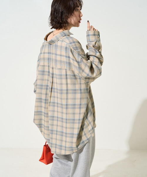 限定展開 ビッグシルエット チェック ボリュームシャツ（シャツ
